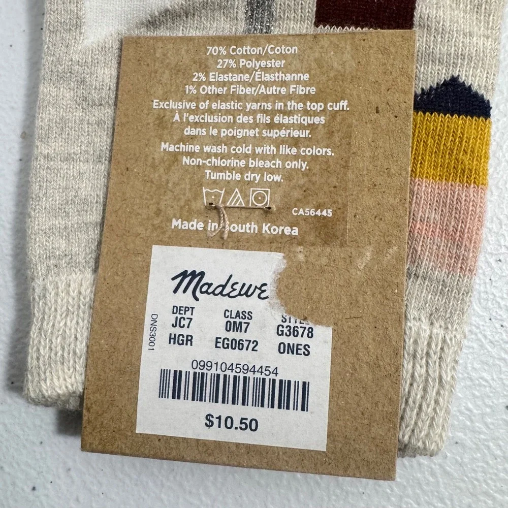 Madewell Womens Ankle Socks 5 Pair Geometric Stripe Sparkle One‎ Size OLDSTOCK